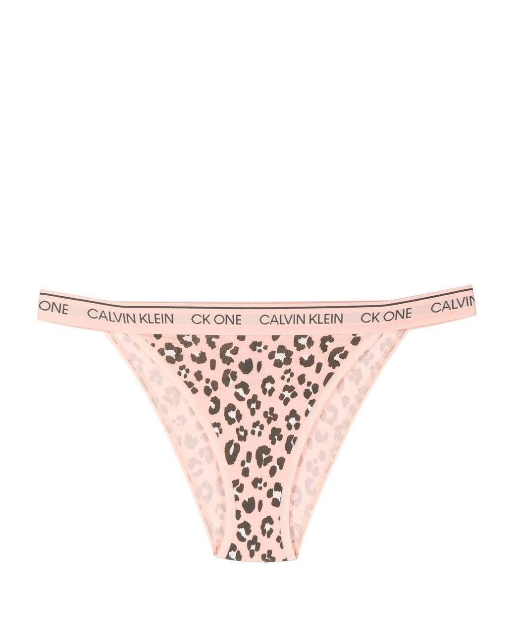 Calvin Klein Leopard-print Logo-waistband Thong in Pink | Lyst