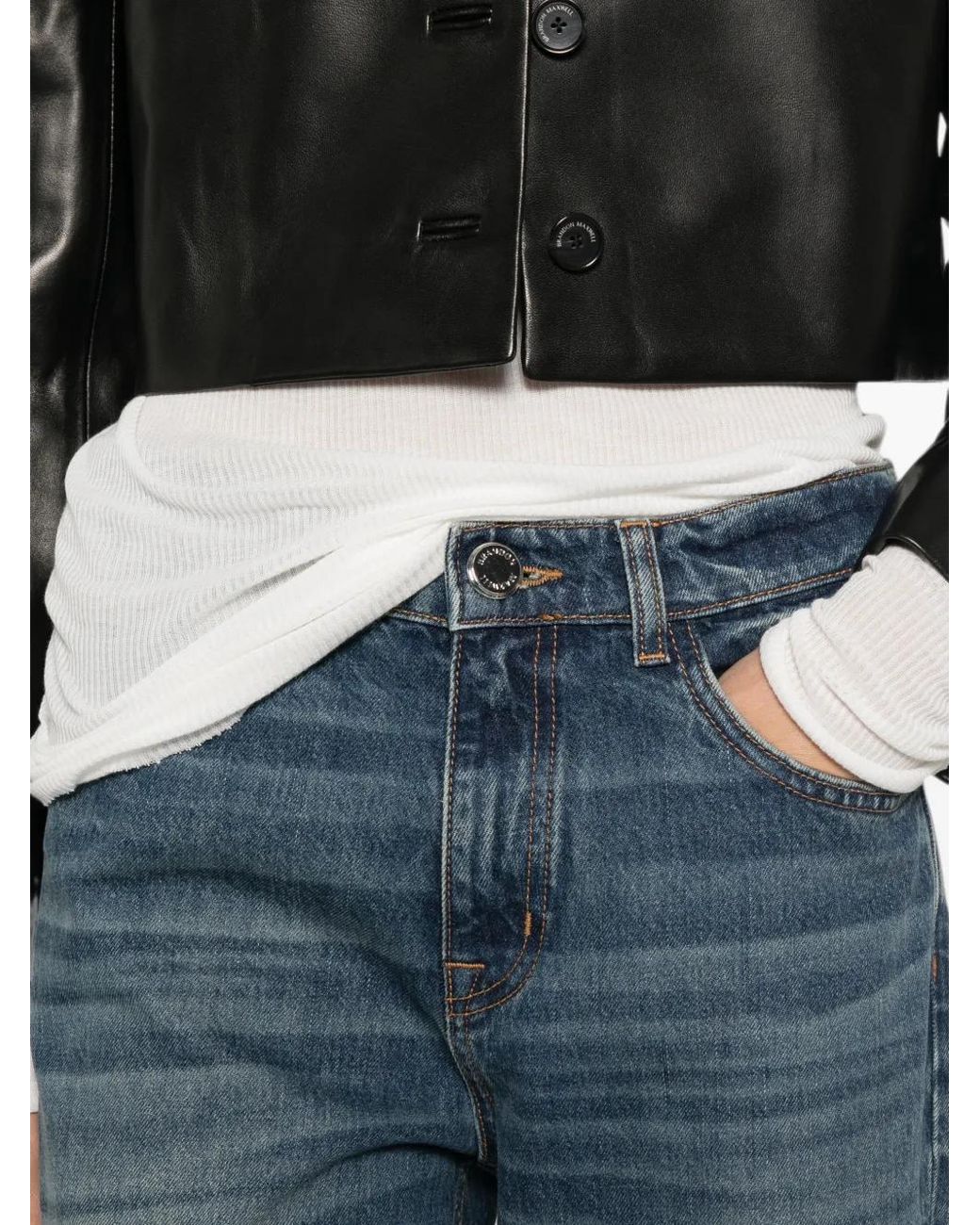 Brandon Maxwell Blue Campbell Spiral-Seam Jeans