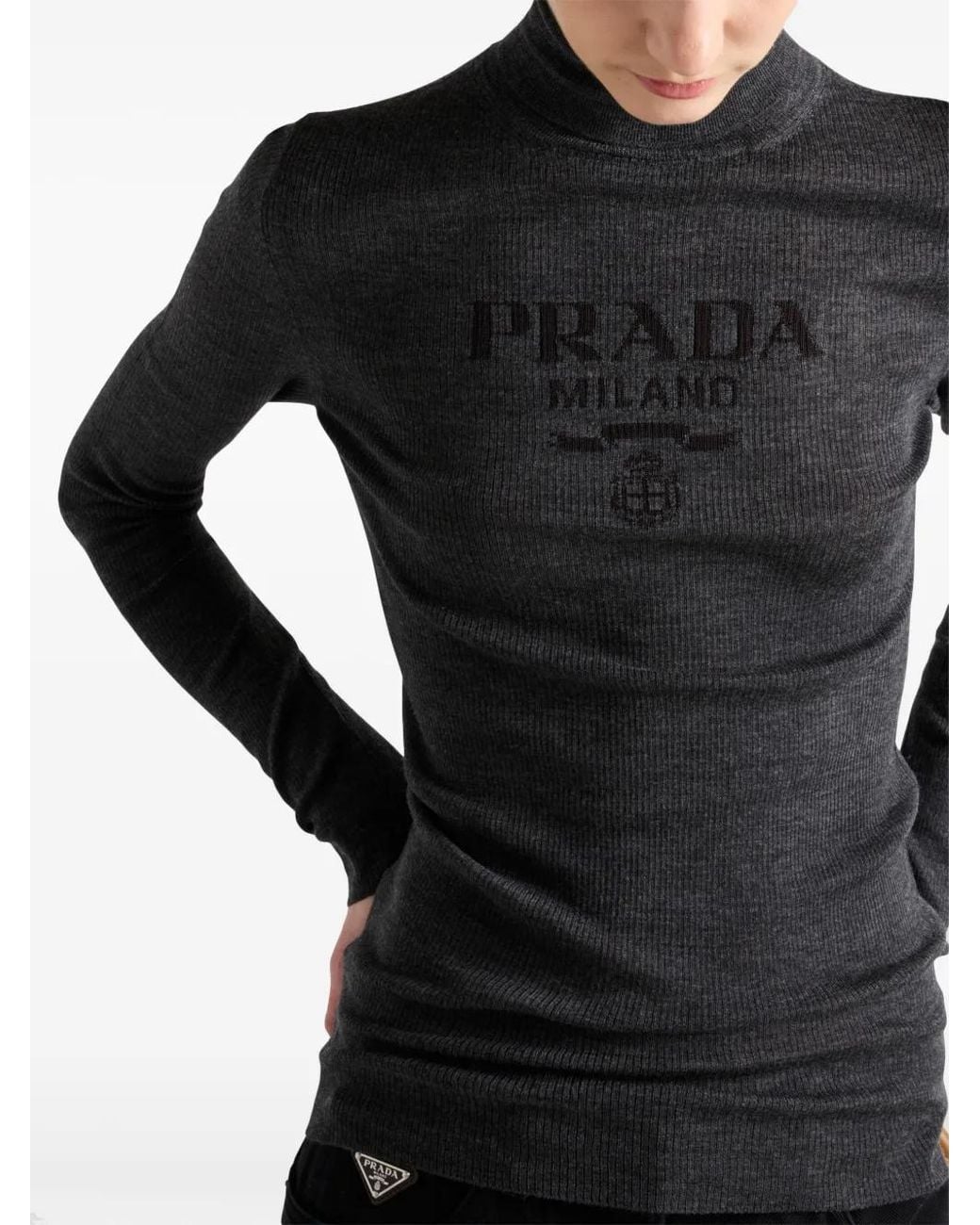Pull À Col Roulé Prada en coloris Black