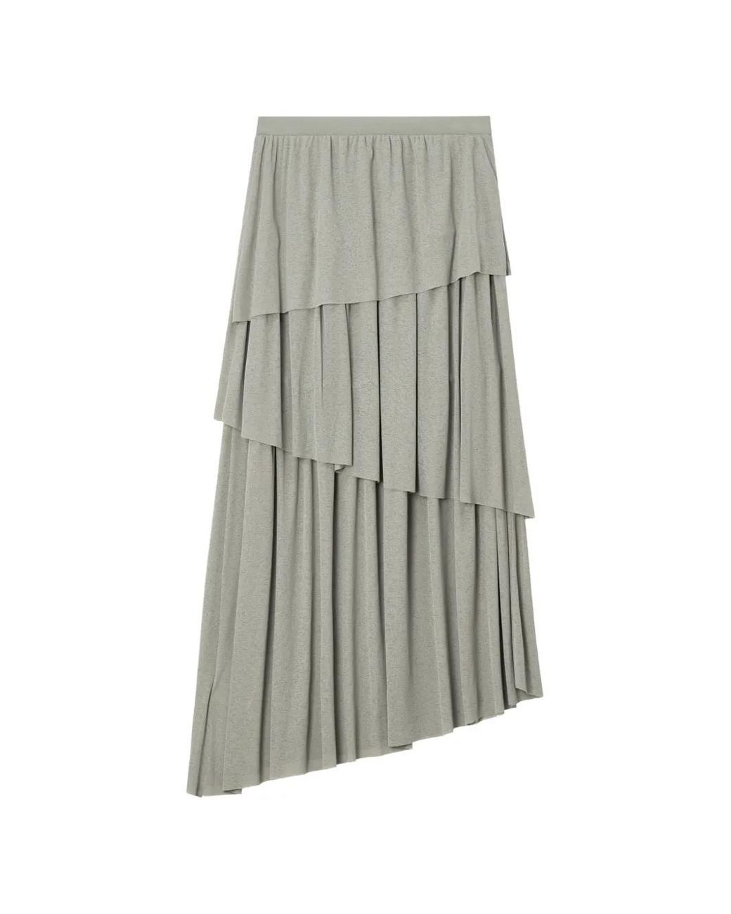 B+ AB White Tiered Asymmetric Midi Skirt