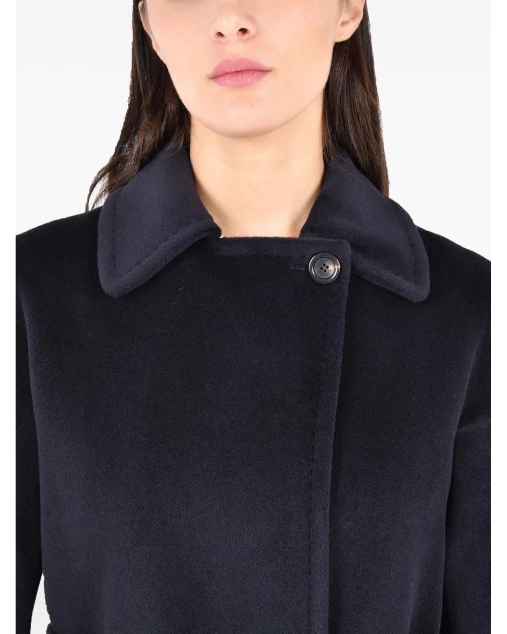 Max Mara Blue Manteau À Taille Ceinturée