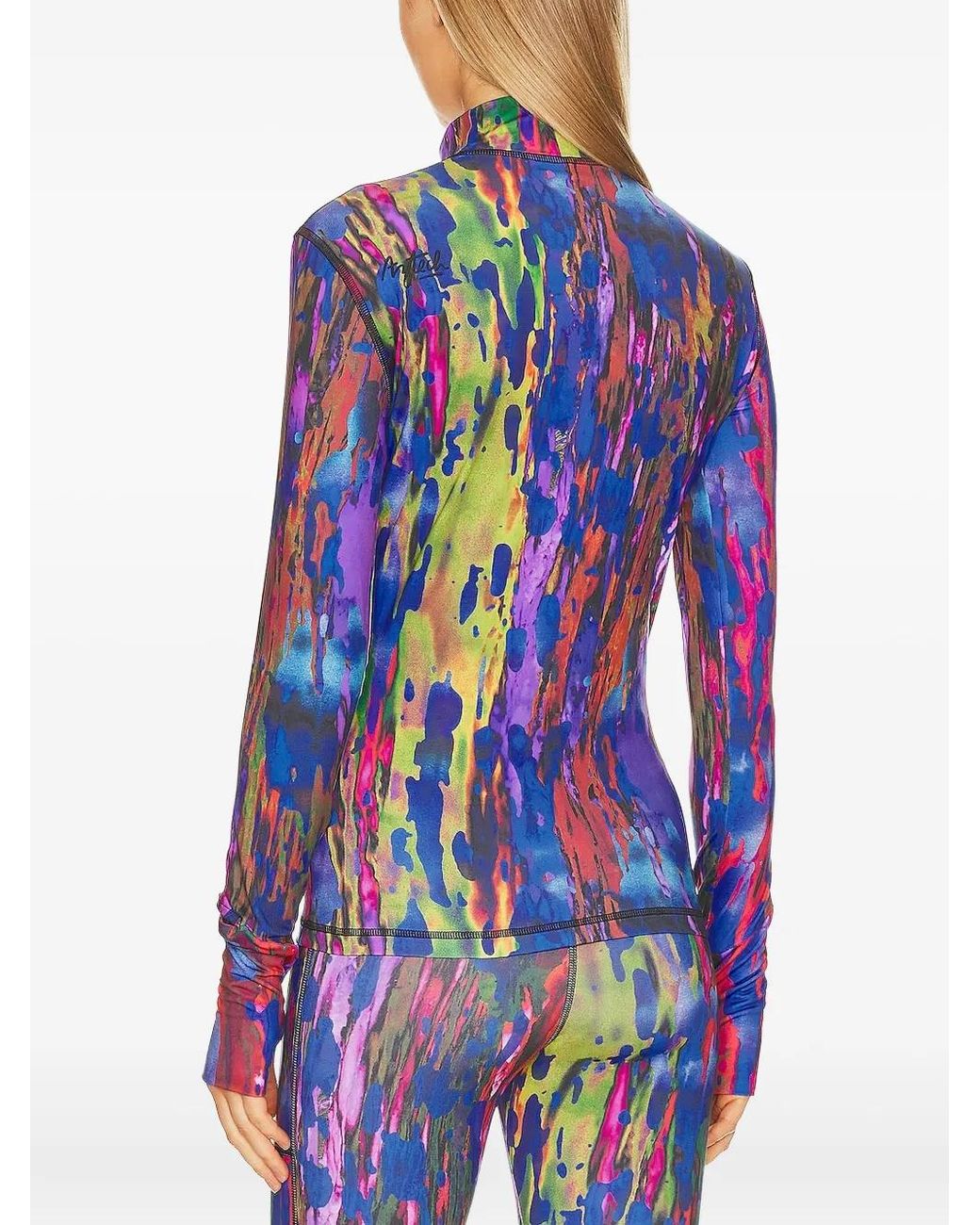 Aztech Mountain Blue Abstract-Print Mock-Neck Top