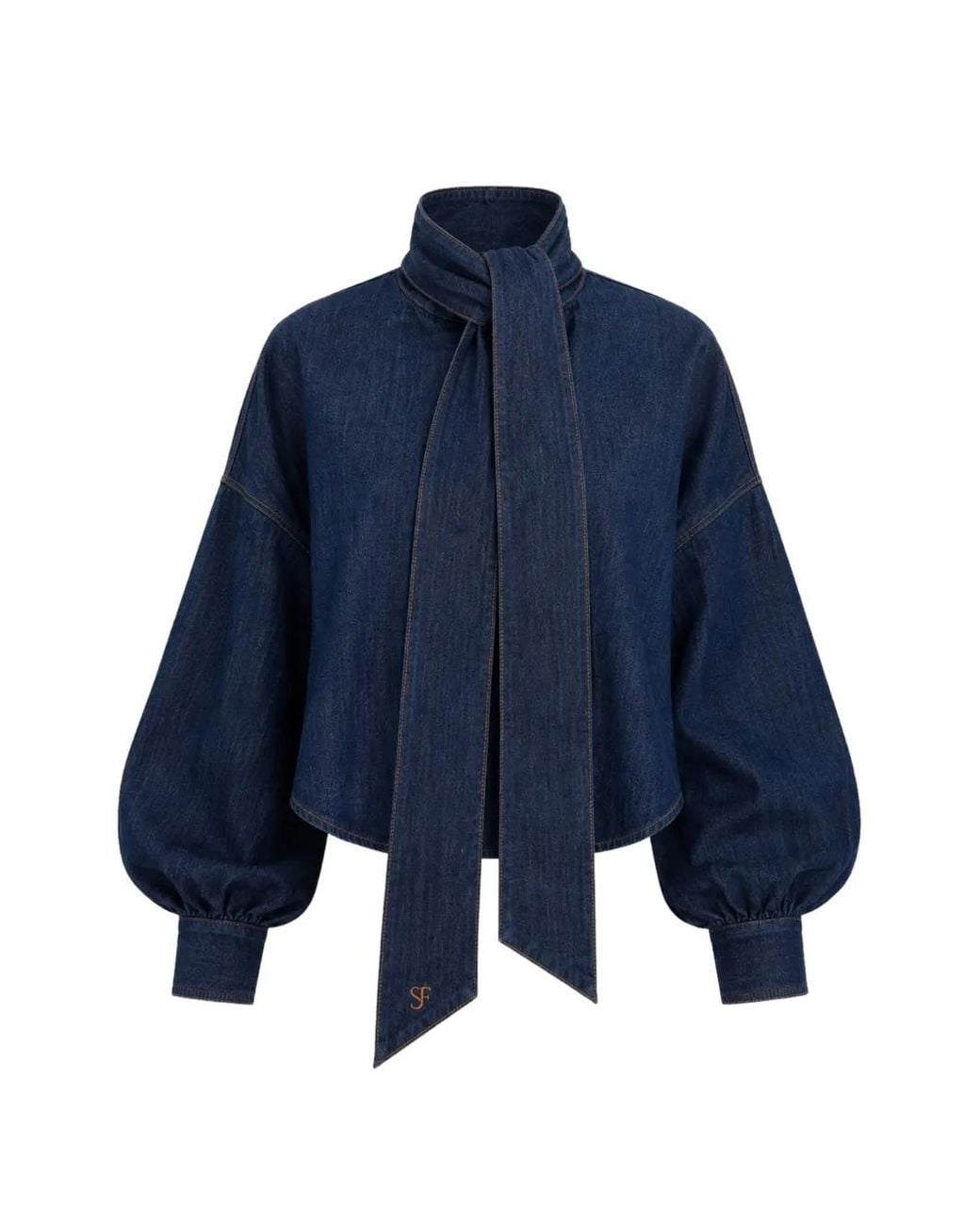 SOEUR & FRÈRES Blue La Chemise Nœud Bow-Tie Blouse