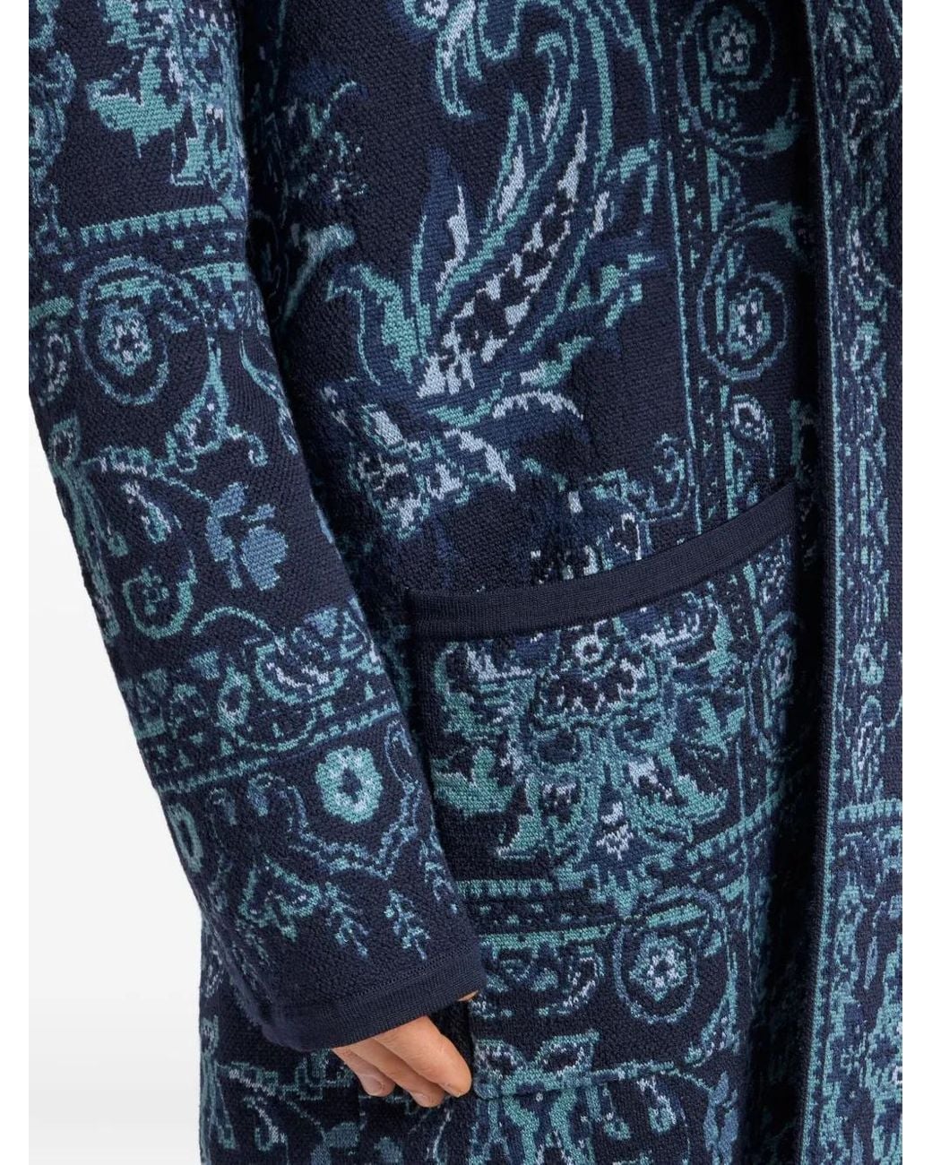 Etro Blue Paisley-Jacquard Cardigan for men