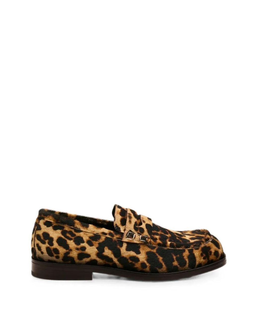 AMI Brown Leopard Print Cowhide Leather Loafers