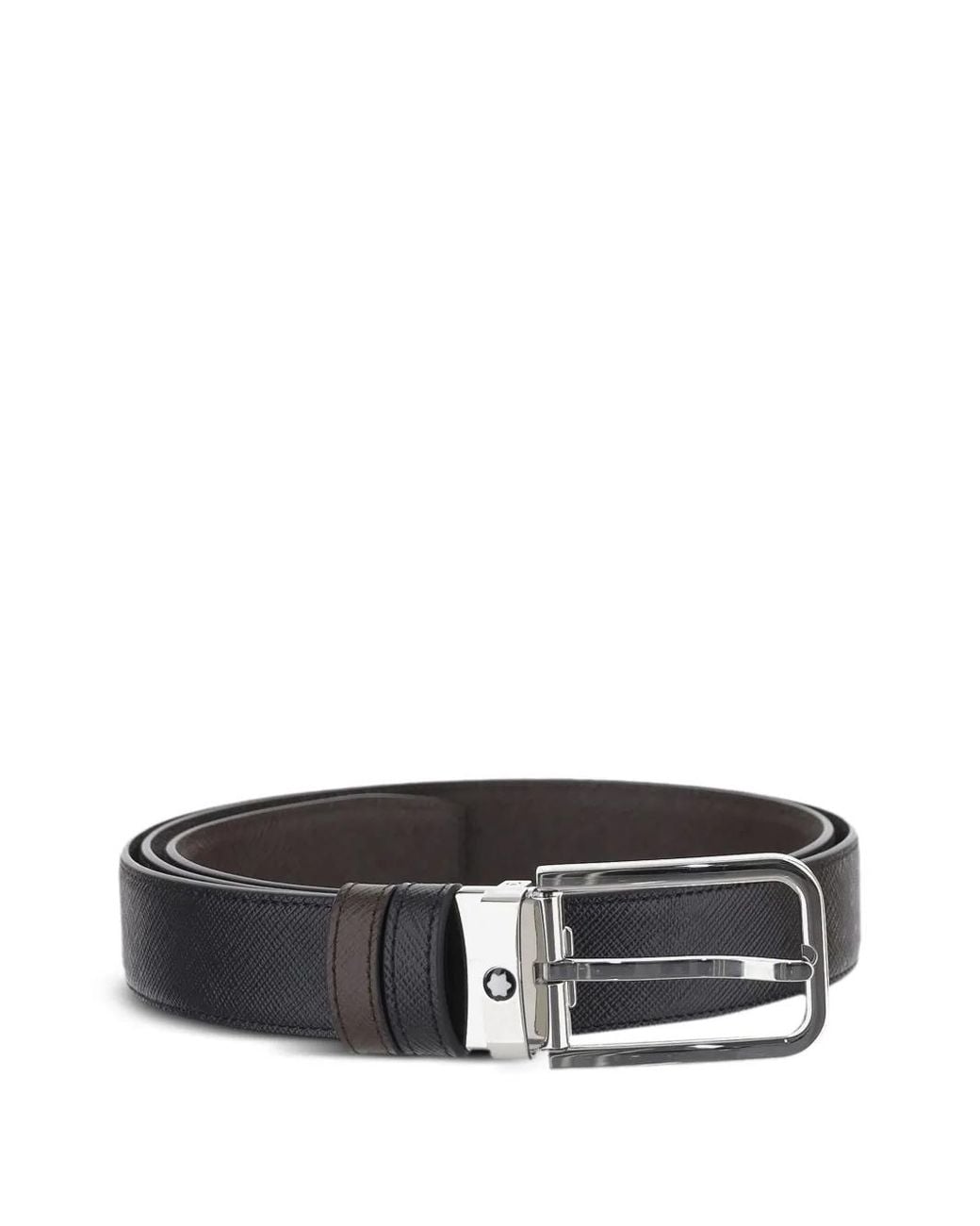 Montblanc Black Reversible Embossed-Leather Belt for men