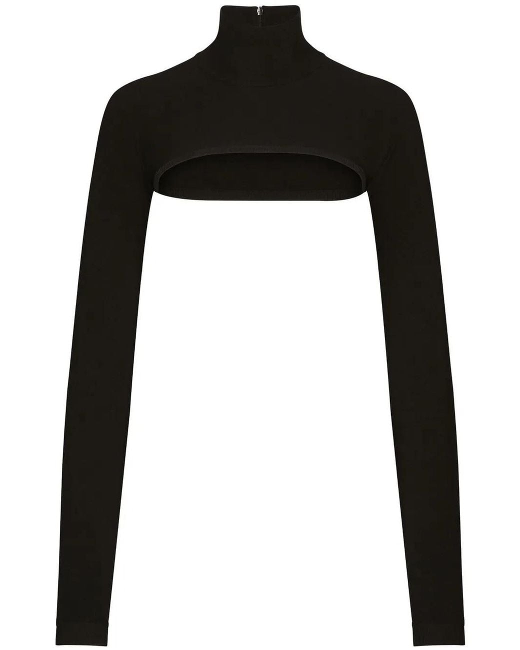 Dolce & Gabbana Black Dolce & Gabbana Cropped High-Neck Top