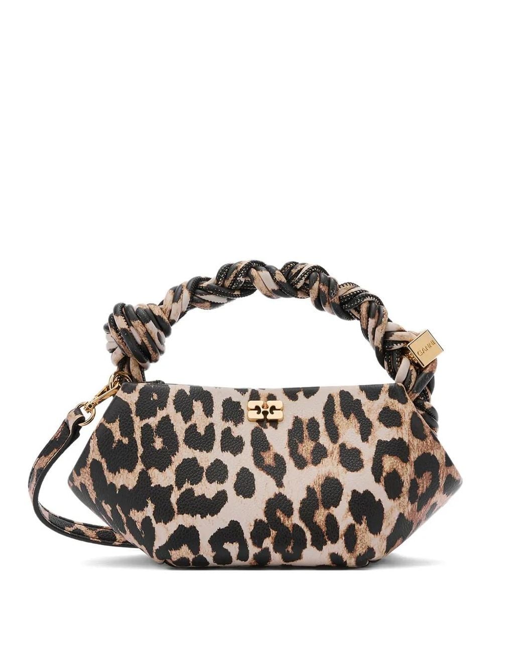 Ganni Brown Leopard Grained Mini Bou Bag