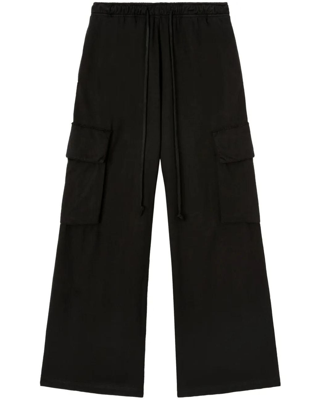 Palm Angels Black Wide-Leg Cotton Cargo Trousers
