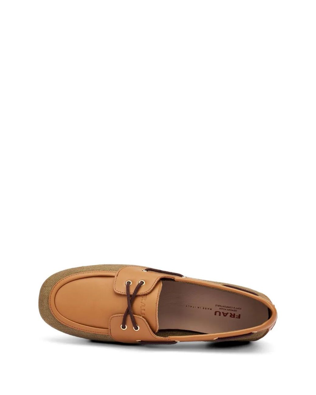 Frau White Bi-Material Flat Panelled Boat Loafers