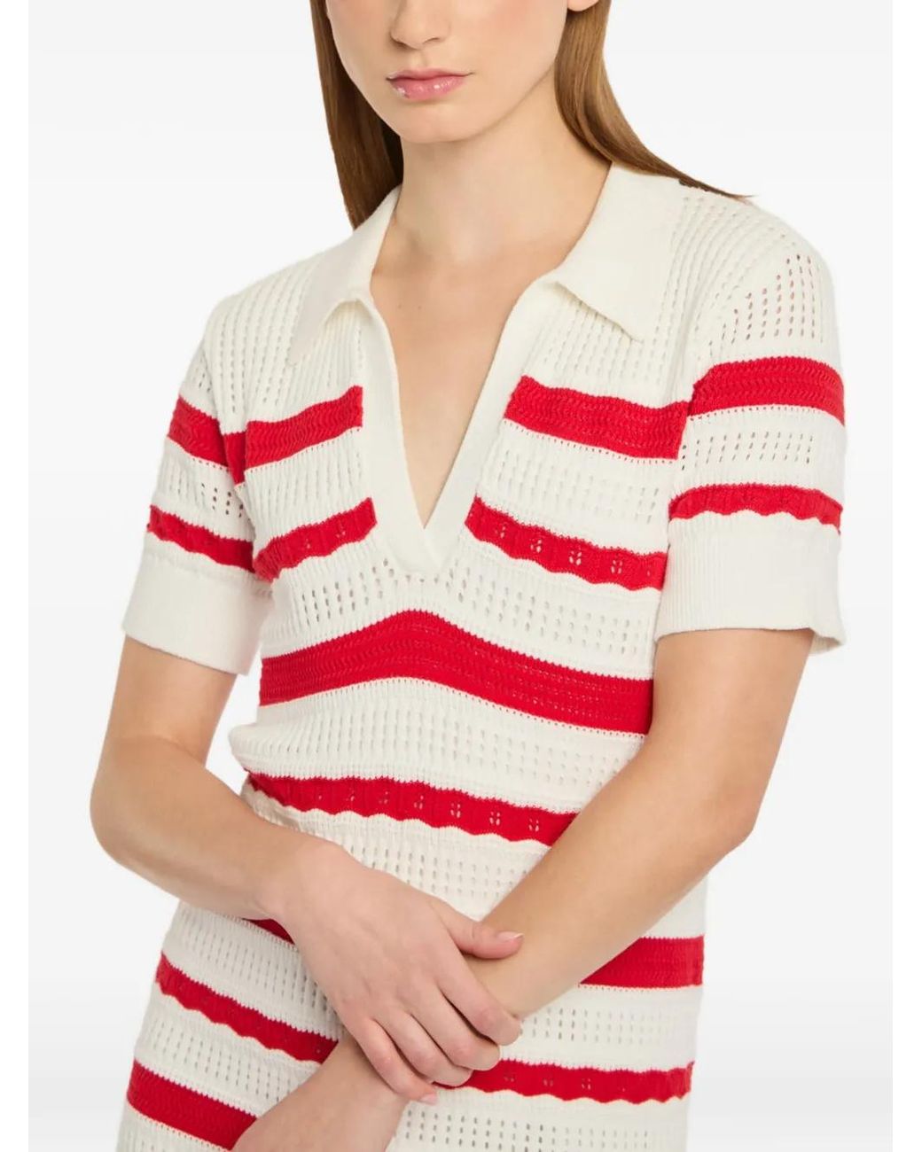 Cinq À Sept Red Striped Polo Dress