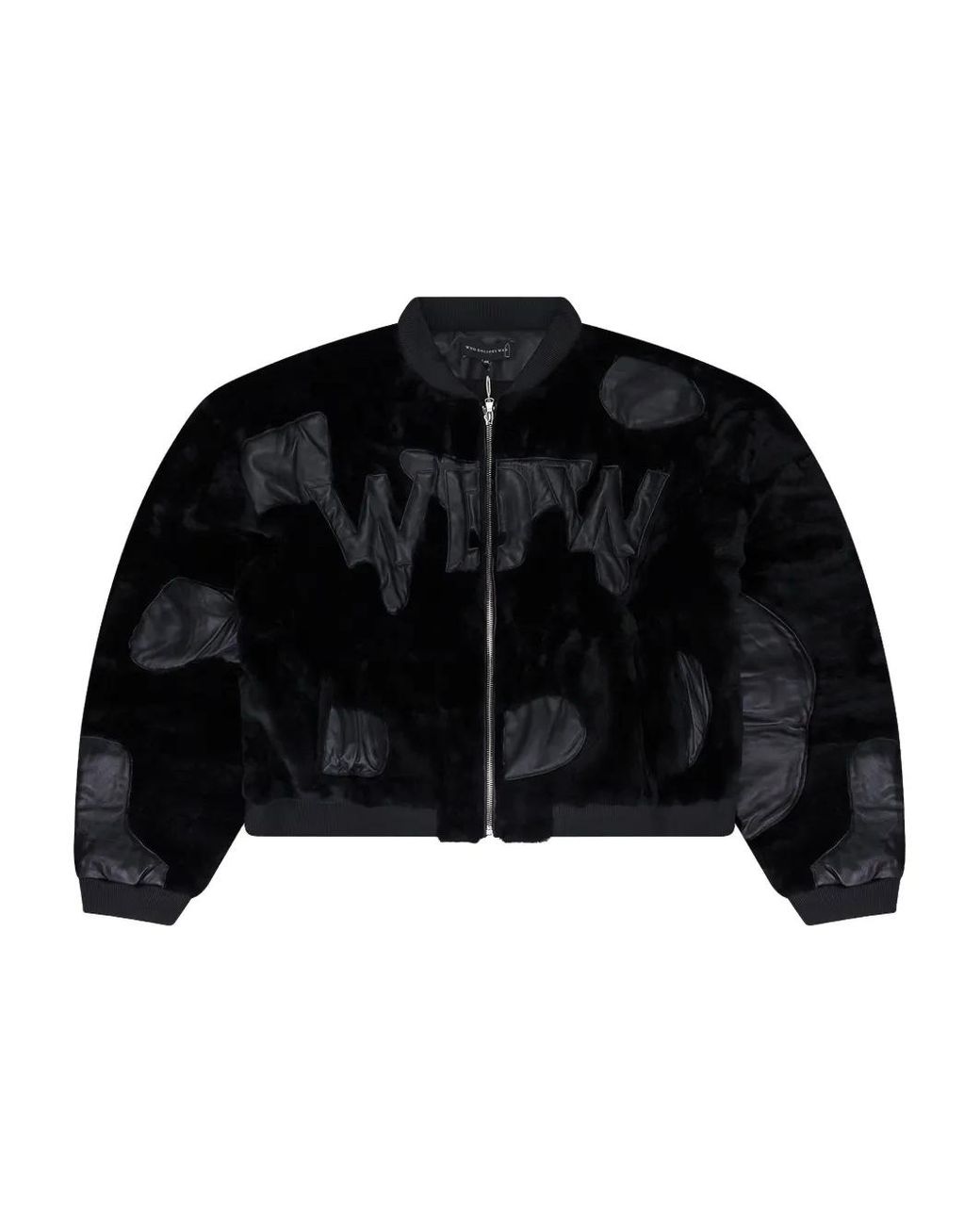 Who Decides War Black Appliqué Bomber Jacket for men