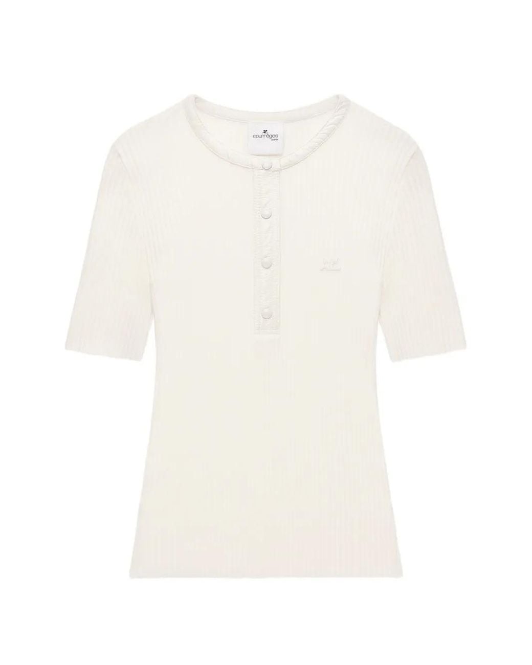 Courreges White Vinyl And Knit Polo