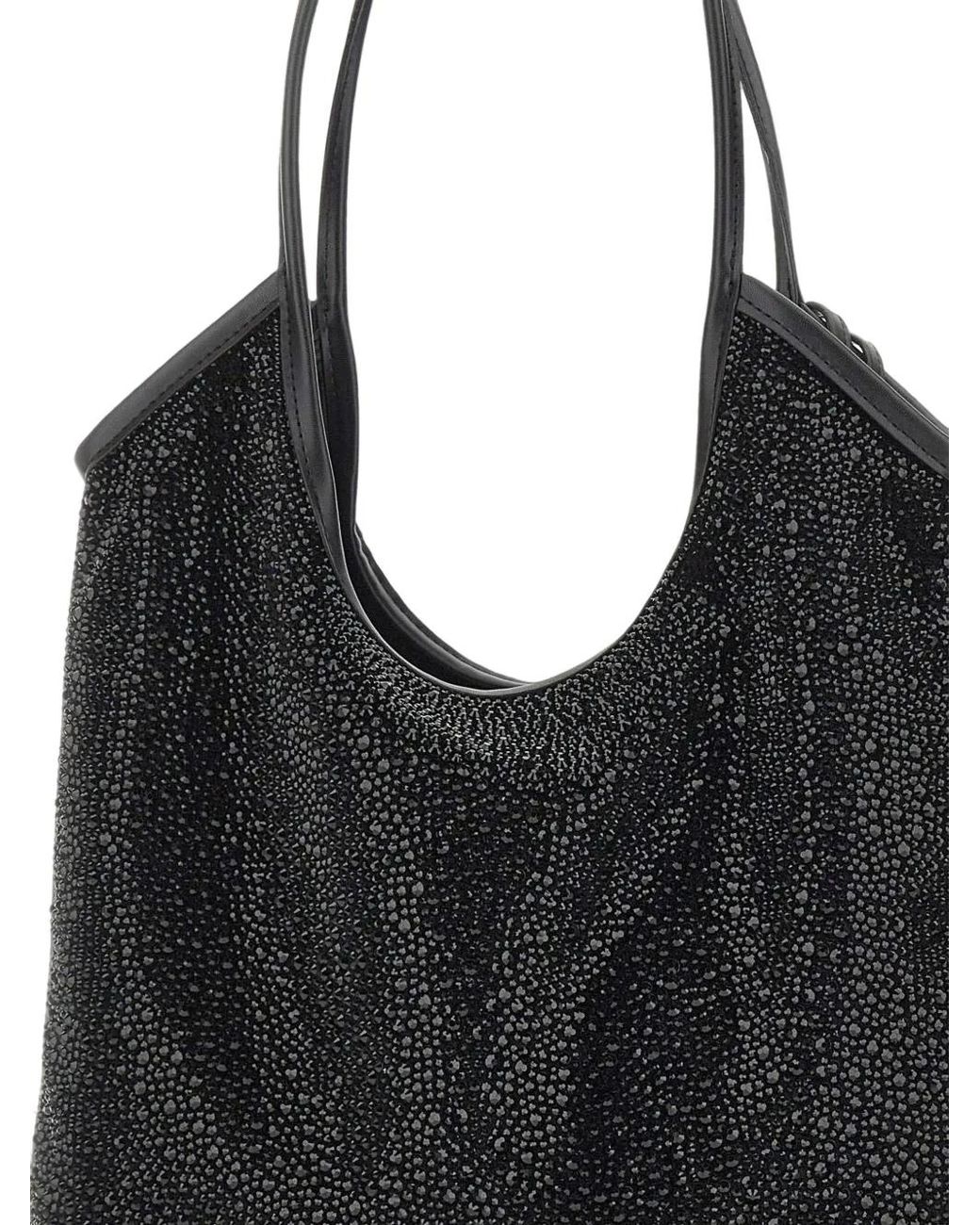 Twentyfourhaitch Black Nela Maxi Rhinestone-Embellished Tote Bag