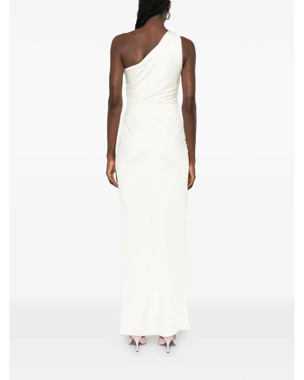 Versace White Long One-Shoulder Dress