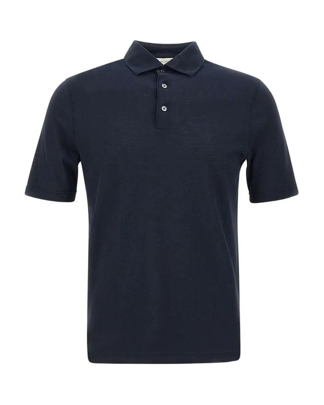 FILIPPO DE LAURENTIIS Blue Button Short-Sleeve Polo Shirt for men
