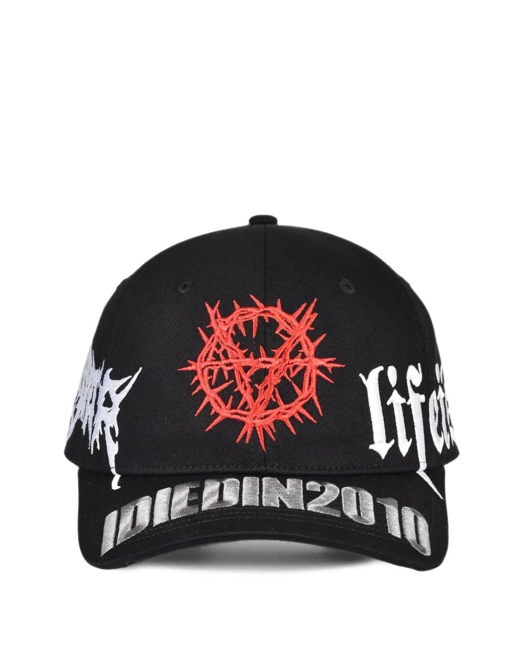 lifeiswar Black Embroidered Baseball Cap for men