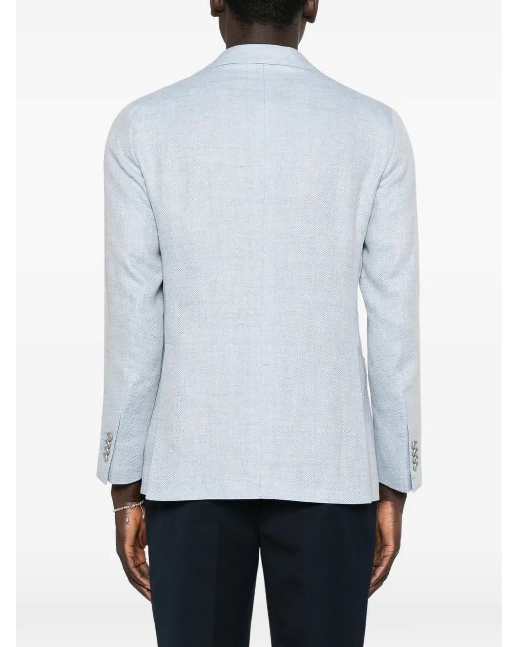 Tagliatore Blue Logo-Pin Blazer for men
