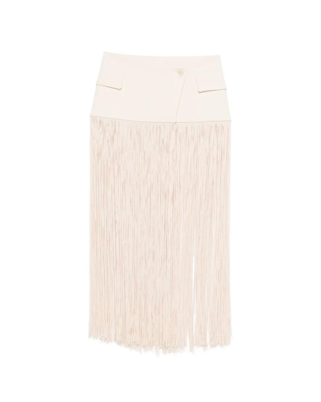 Patrizia Pepe White Fabric Fringe Wrap Belt