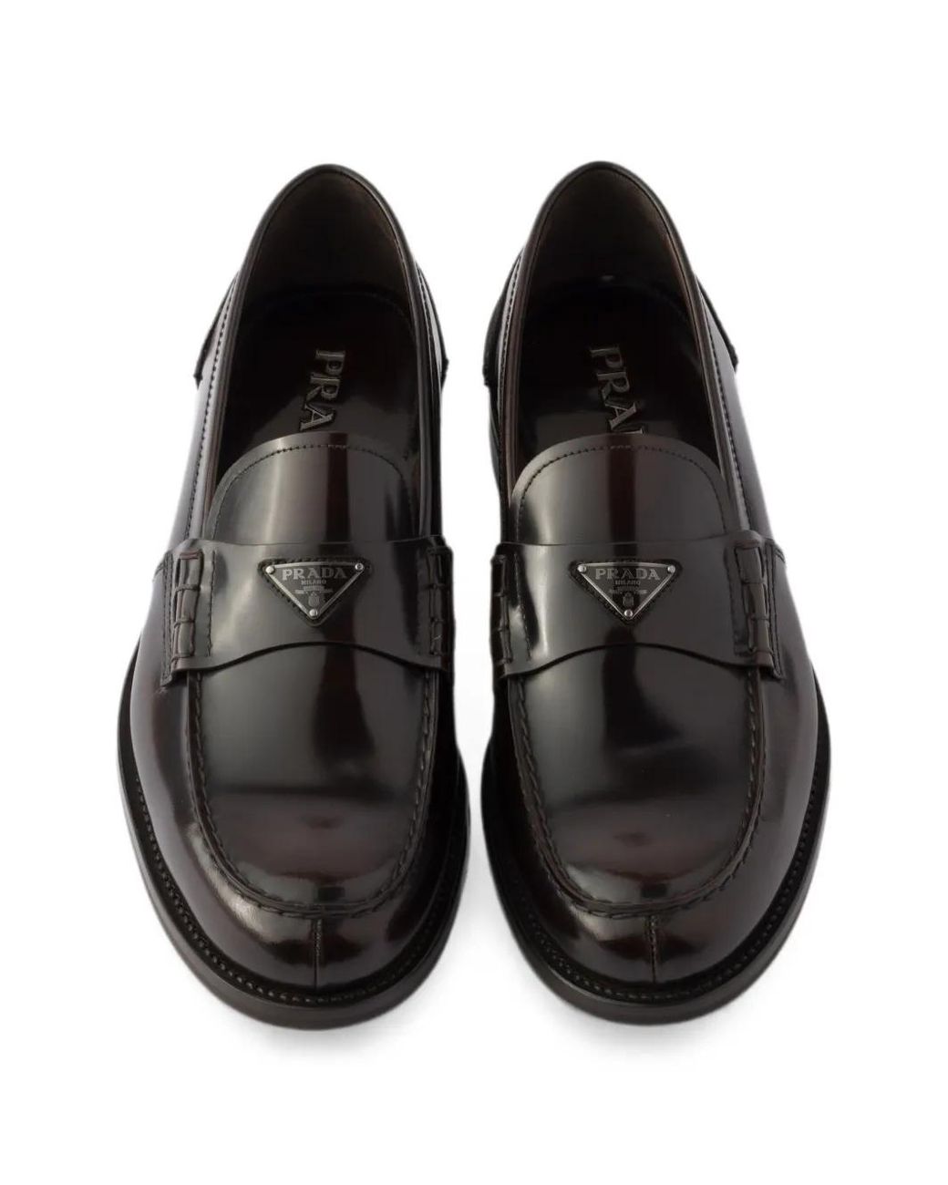 Prada White Brushed Leather Loafers for men