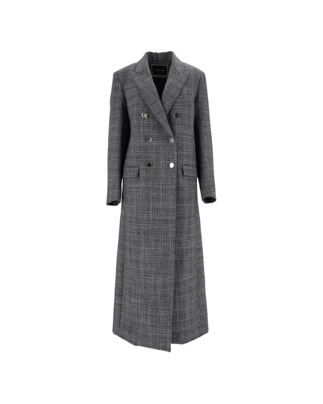 Fabiana Filippi Gray Double-Breasted Mouliné-Effect Coat