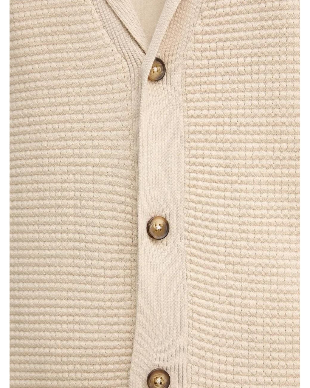 Lindbergh Natural Cardigan En Maille Gaufrée for men
