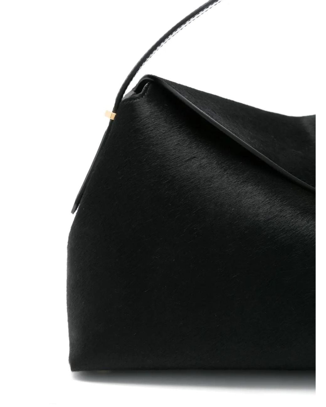 Totême Black T-Lock Pony Hair Top Handle Bag