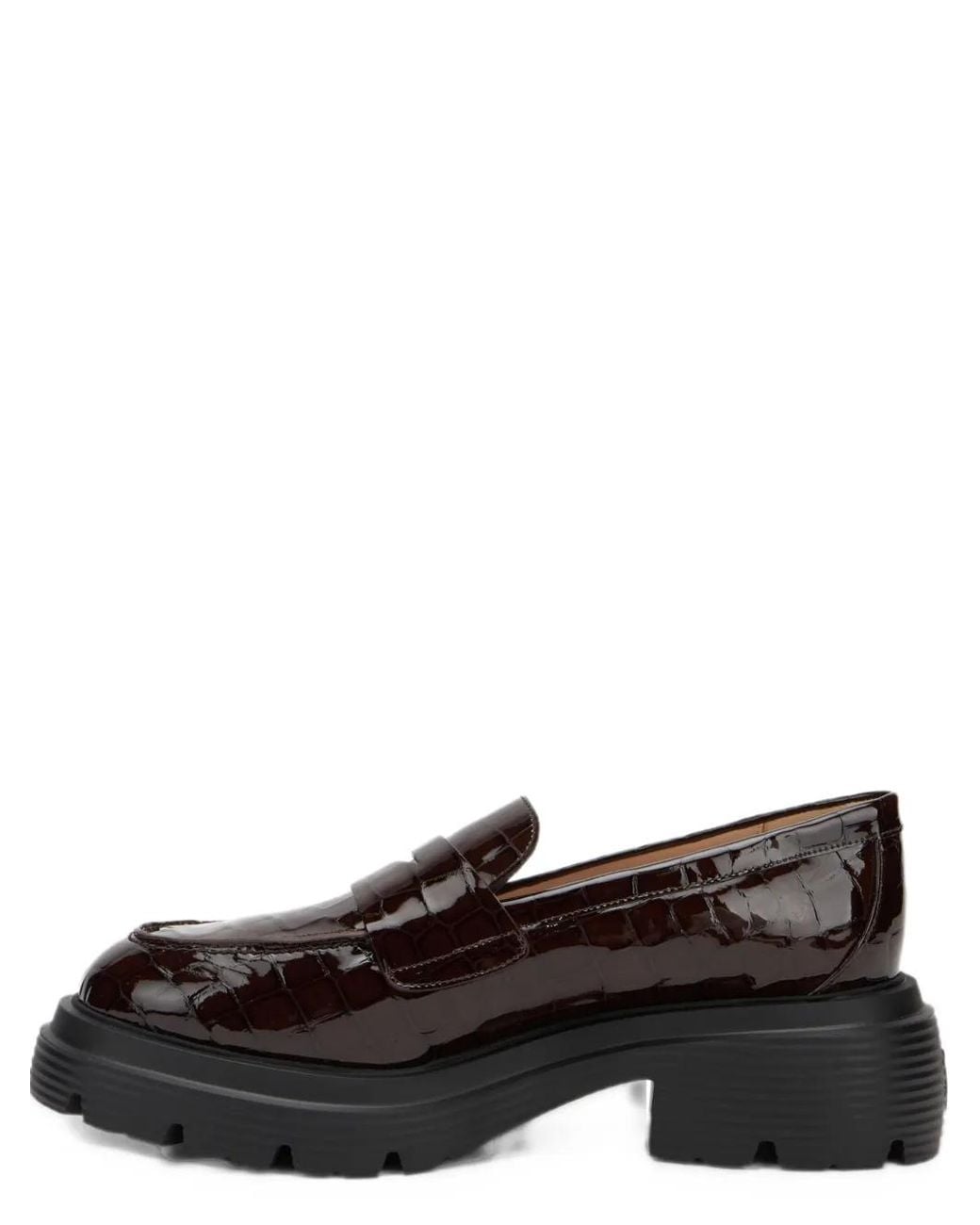 Stuart Weitzman Black Hudson Lite Crocodile-Embossed Leather Loafers