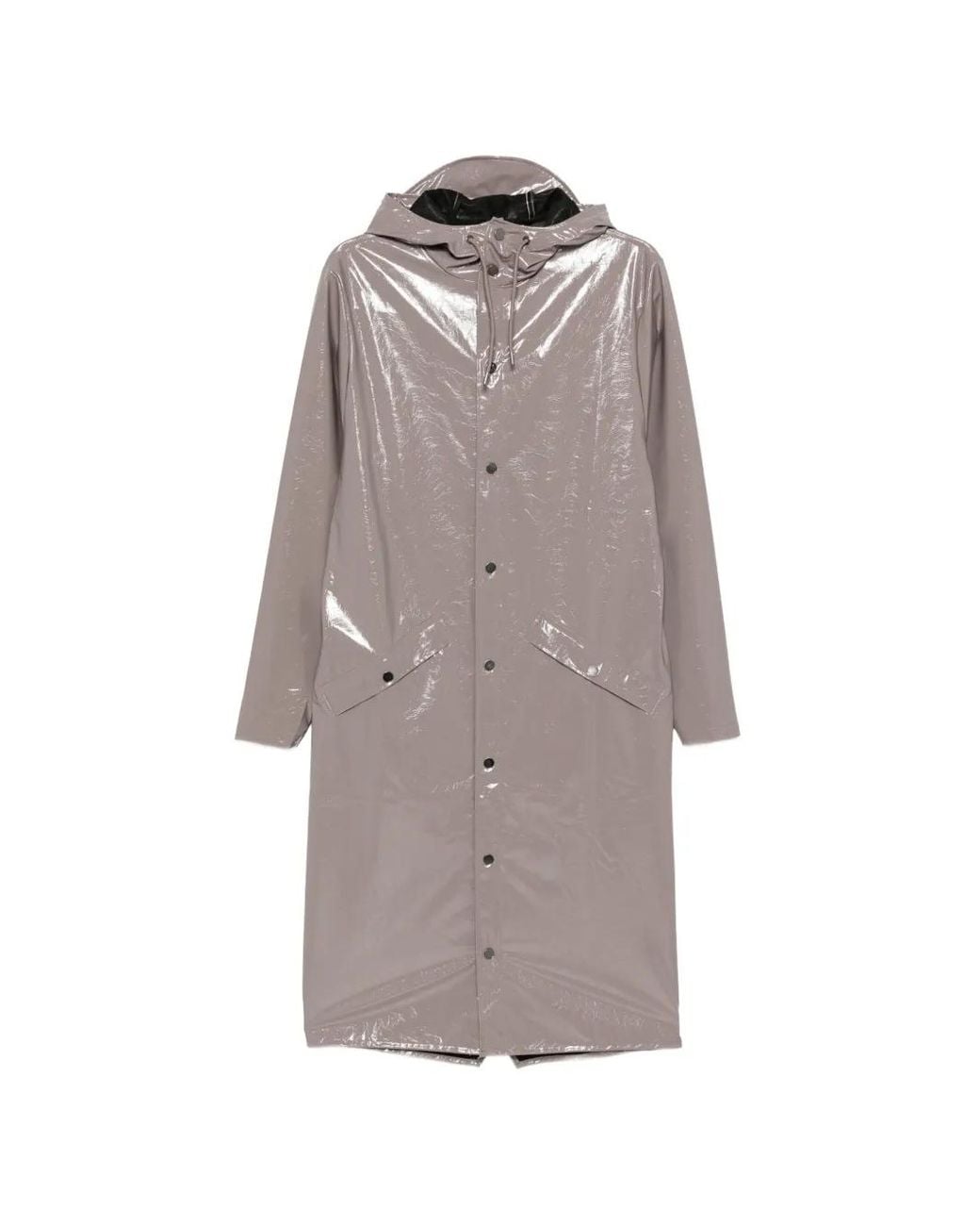 Rains Gray Glossy Hooded Coat