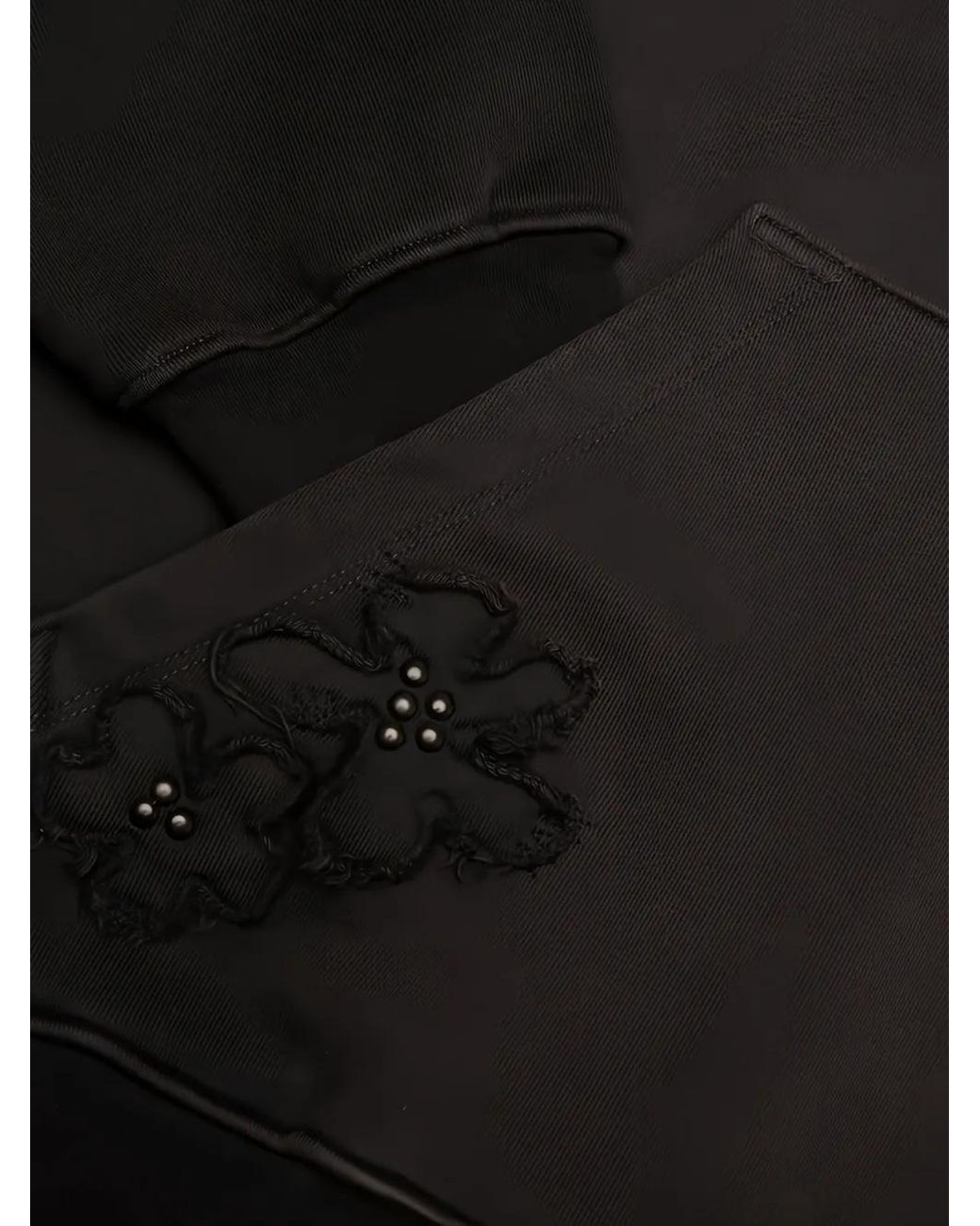 NAHMIAS Black Flower-Patch Hoodie for men