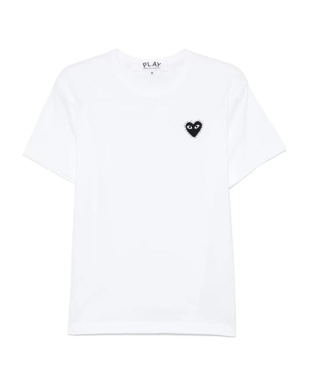 COMME DES GARÇONS PLAY White Rhinestone-Emblem T-Shirt