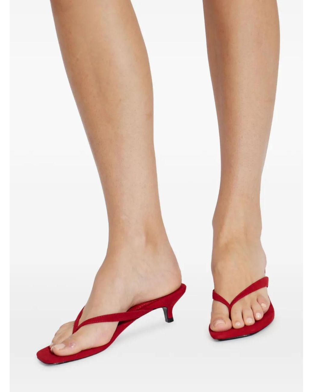 Black Suede Studio Red Kendal 35 Thong-Strap Heeled Sandals