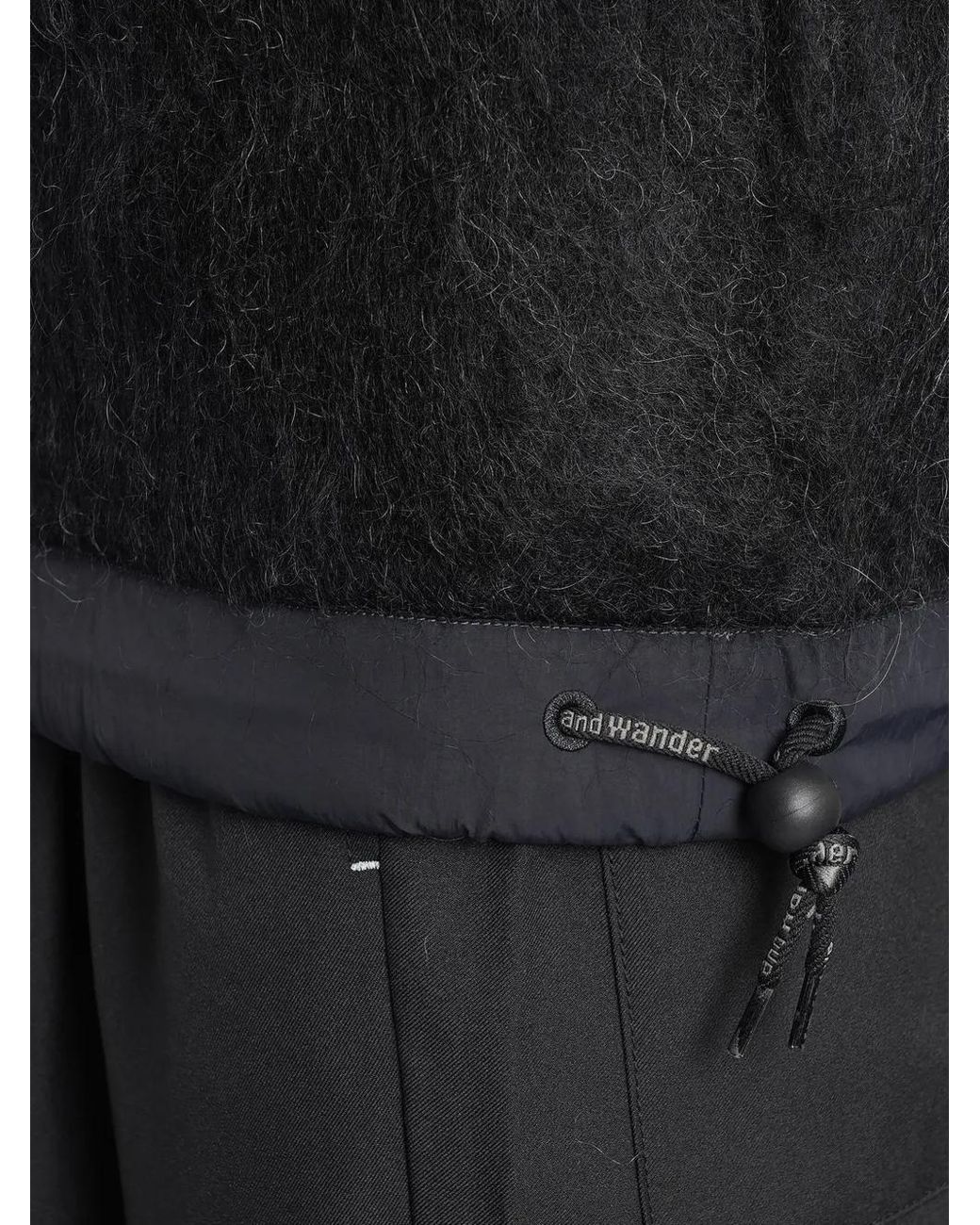 And Wander Black Zip-Pocket Brushed-Knit Sweater for men