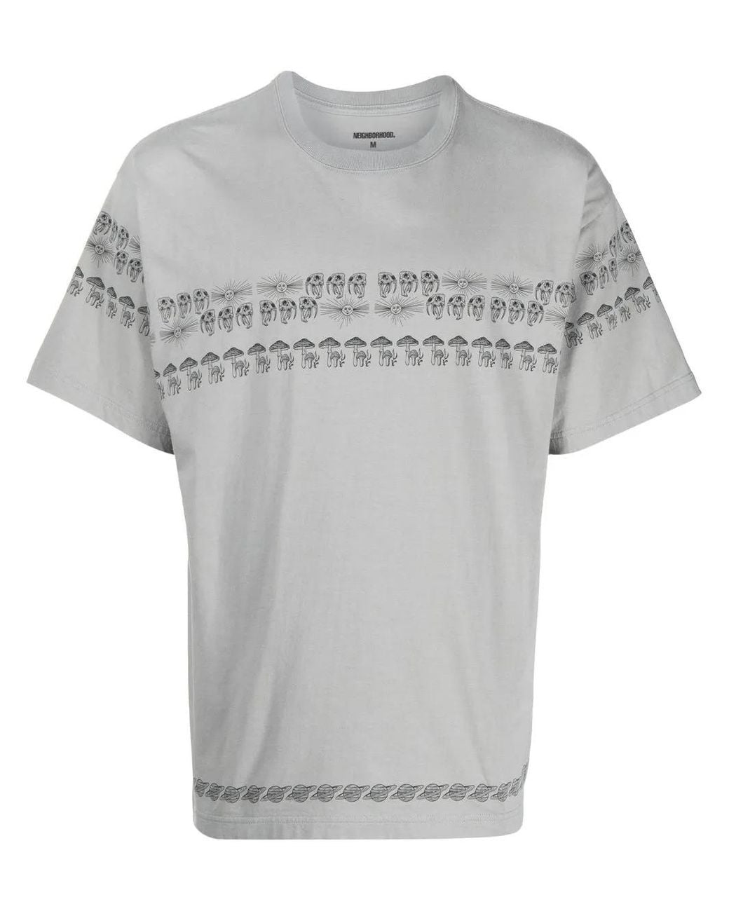 Neighborhood Gray Mushroom-Print Detail T-Shirt for men