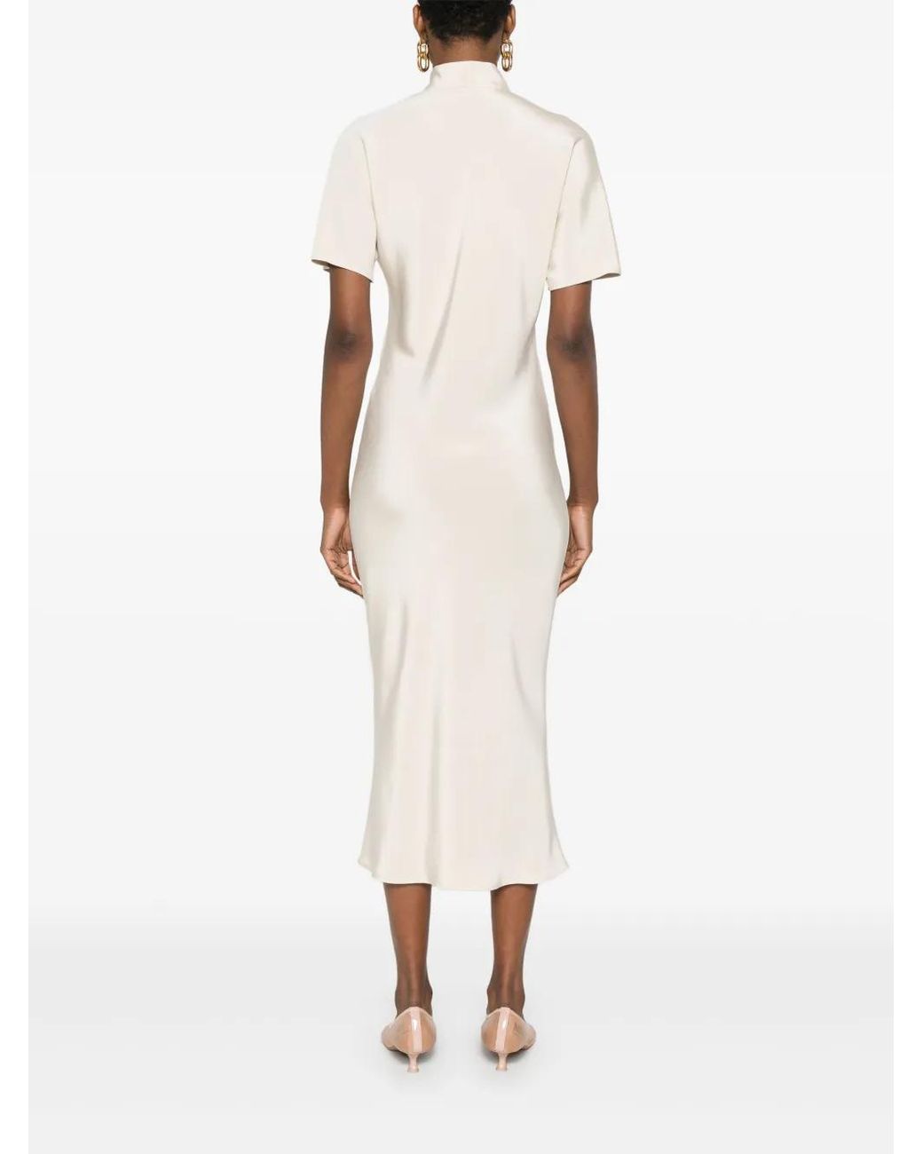 Kiton White Keyhole-Neck Midi Dress
