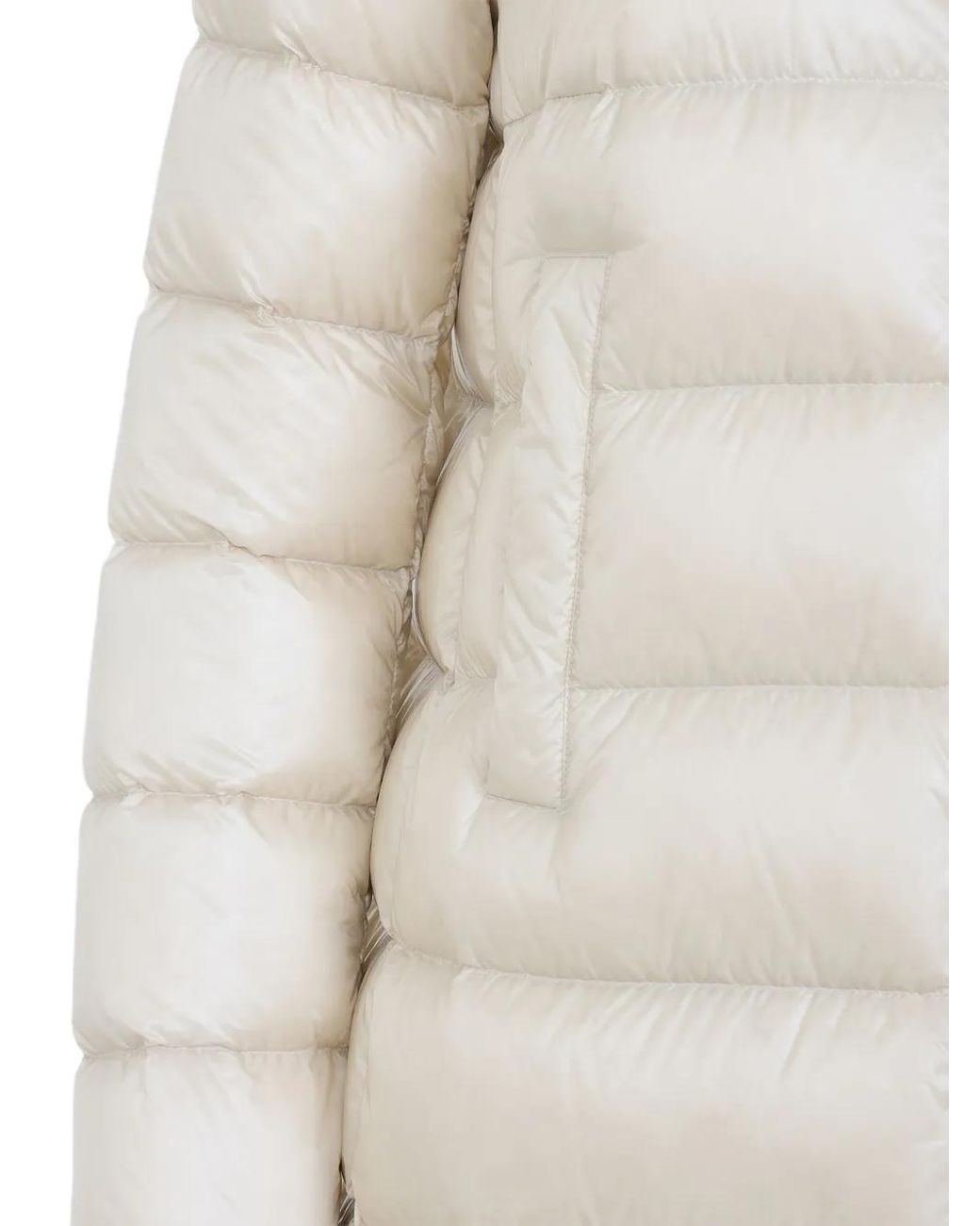 Moncler White Zip-Up Quilted Coat