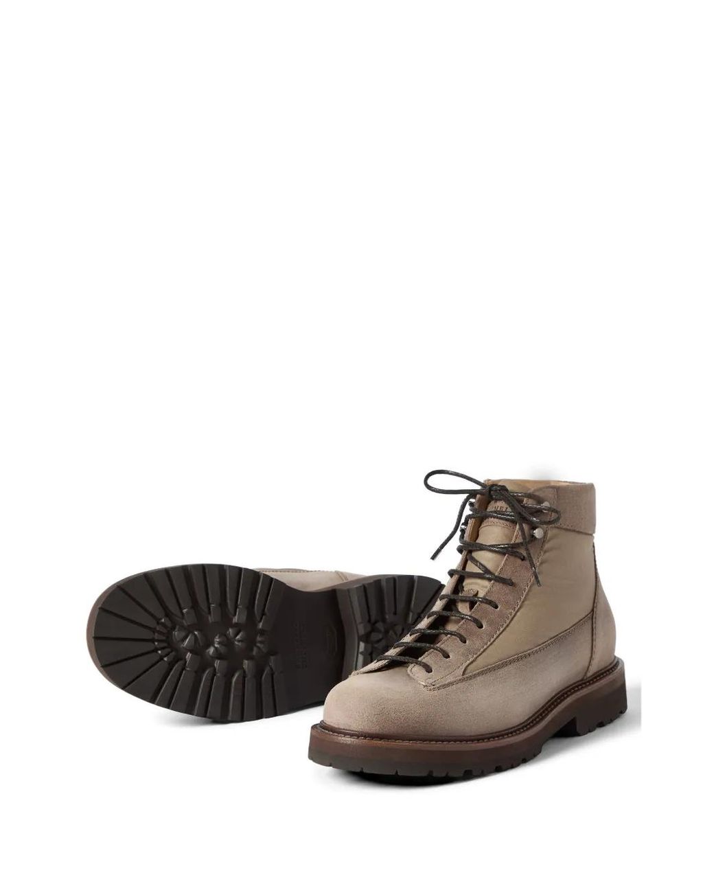 Brunello Cucinelli Brown Suede And Techno Fabric Urban Outdoor Boots for men