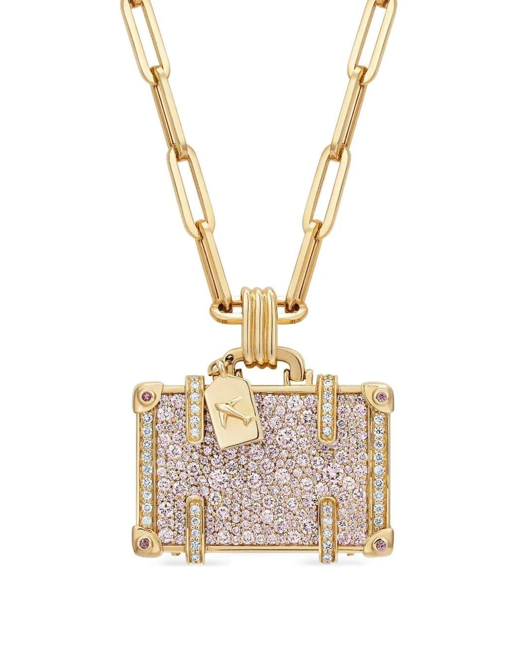 Nevernot Metallic Collier En Diamants Et Saphirs Rose