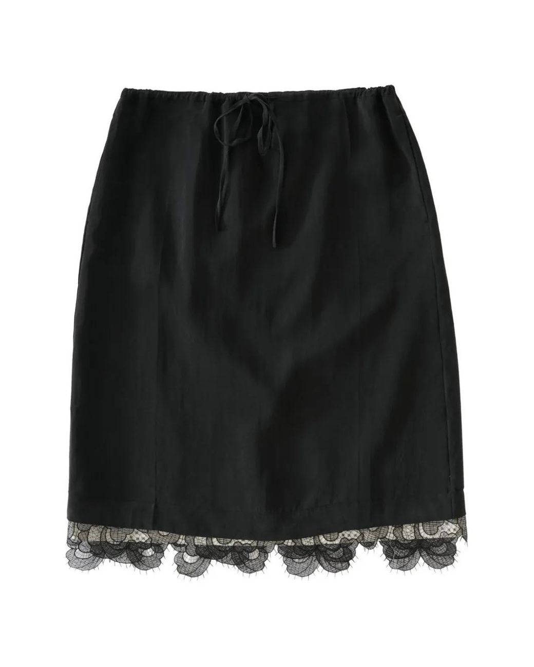 Studio Nicholson Black Alder Lace-Hem Midi Skirt