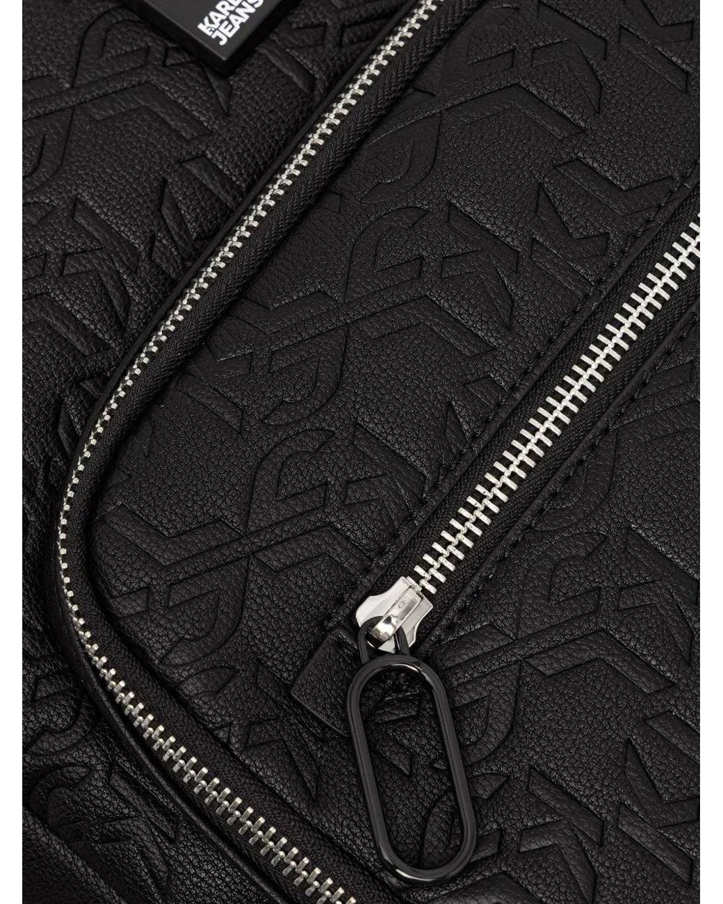 Karl Lagerfeld Black Logo-Embossed Monogram Backpack for men