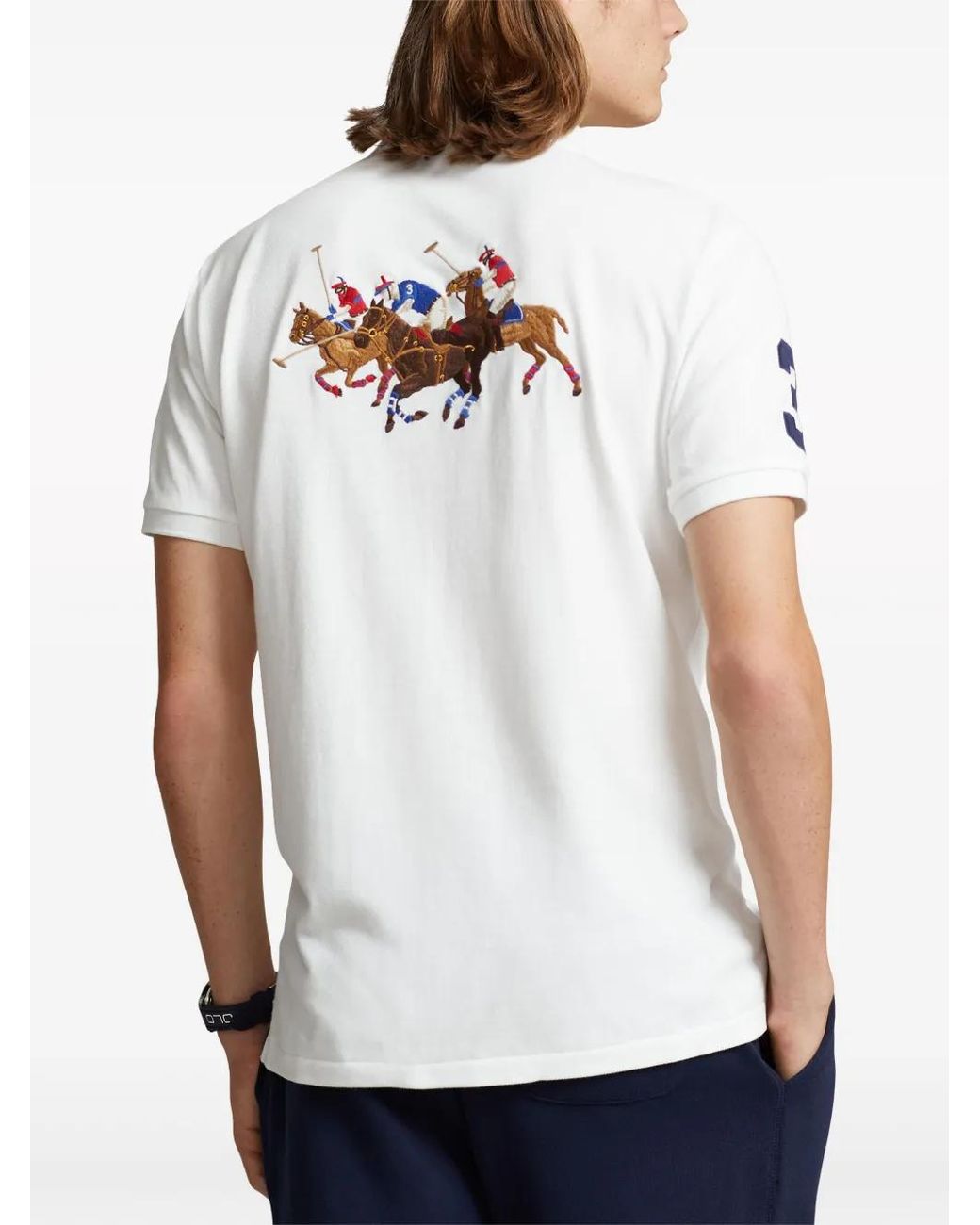 Polo Ralph Lauren Triple Pony-Embroidered Cotton Polo Shirt in White ...