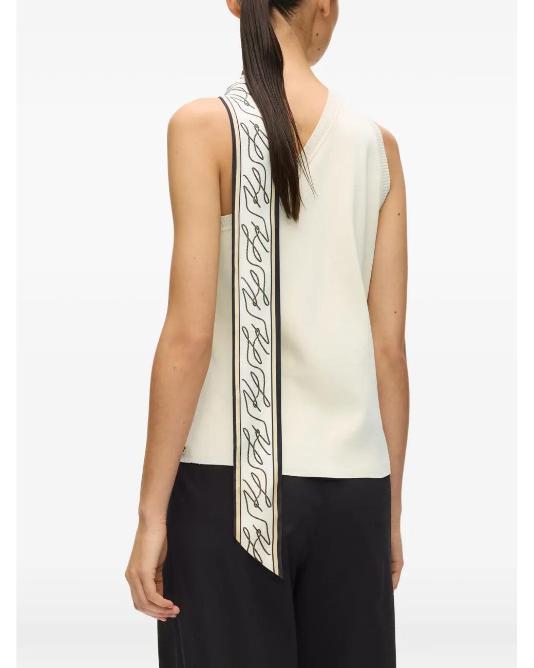 Karl Lagerfeld White Scarf Print Knit Top