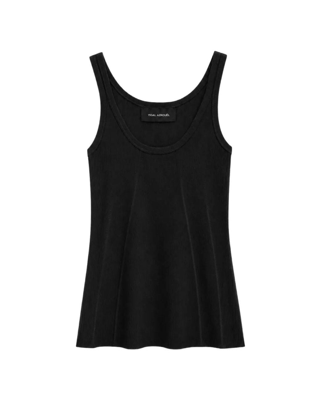 Yigal Azrouël Black Fine-Rib Tank Top