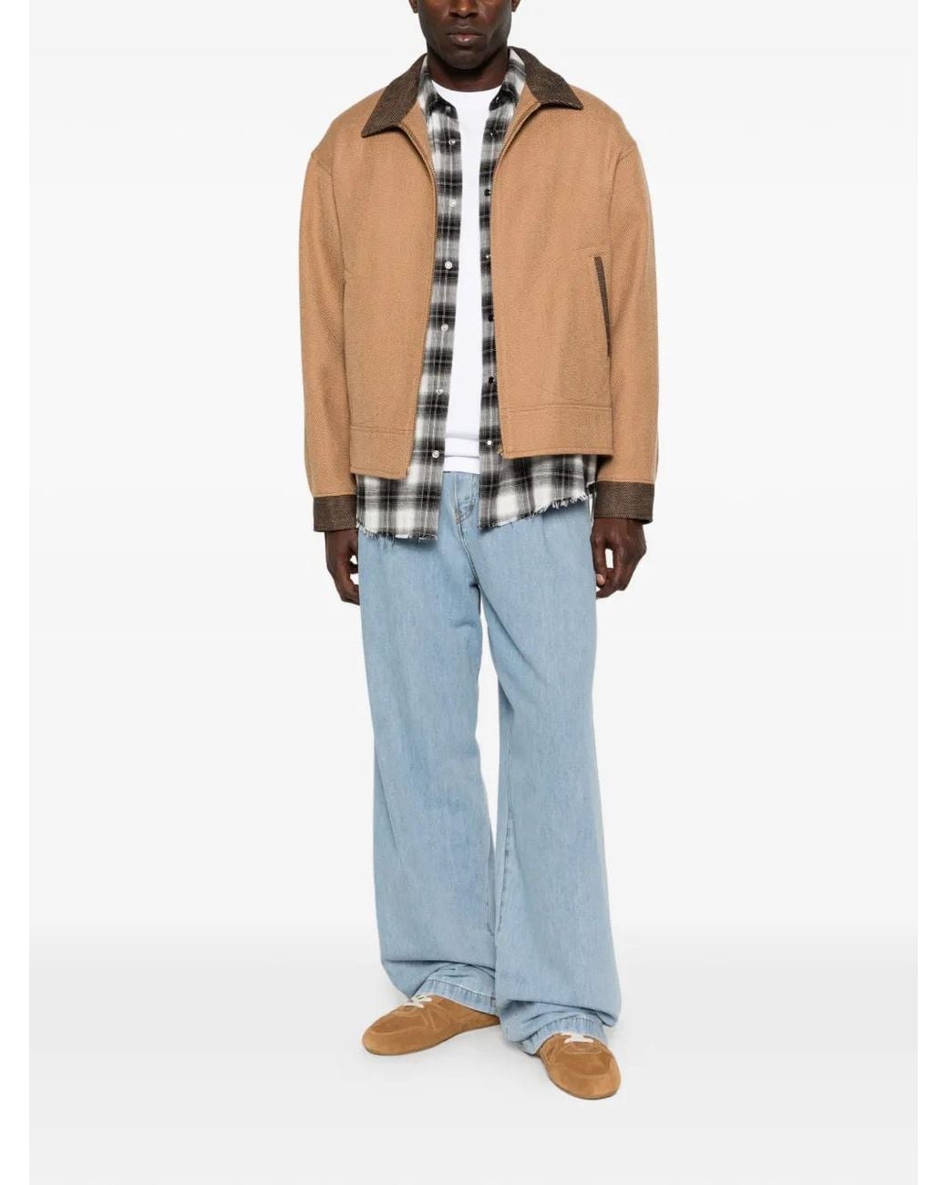 Visvim Natural Contrast-Collar Zip Jacket for men
