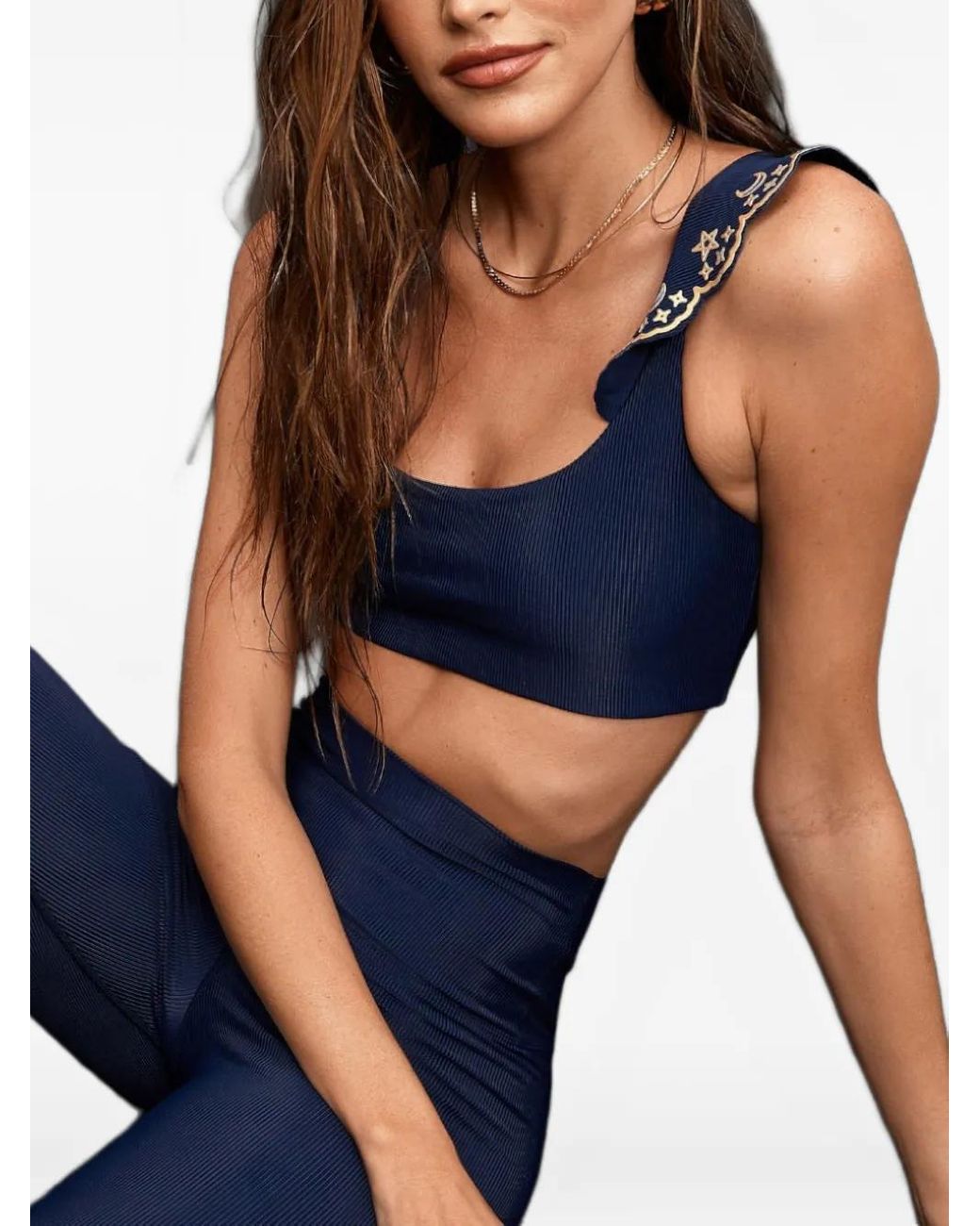 Beach Riot Blue Audrey Ruffled Top
