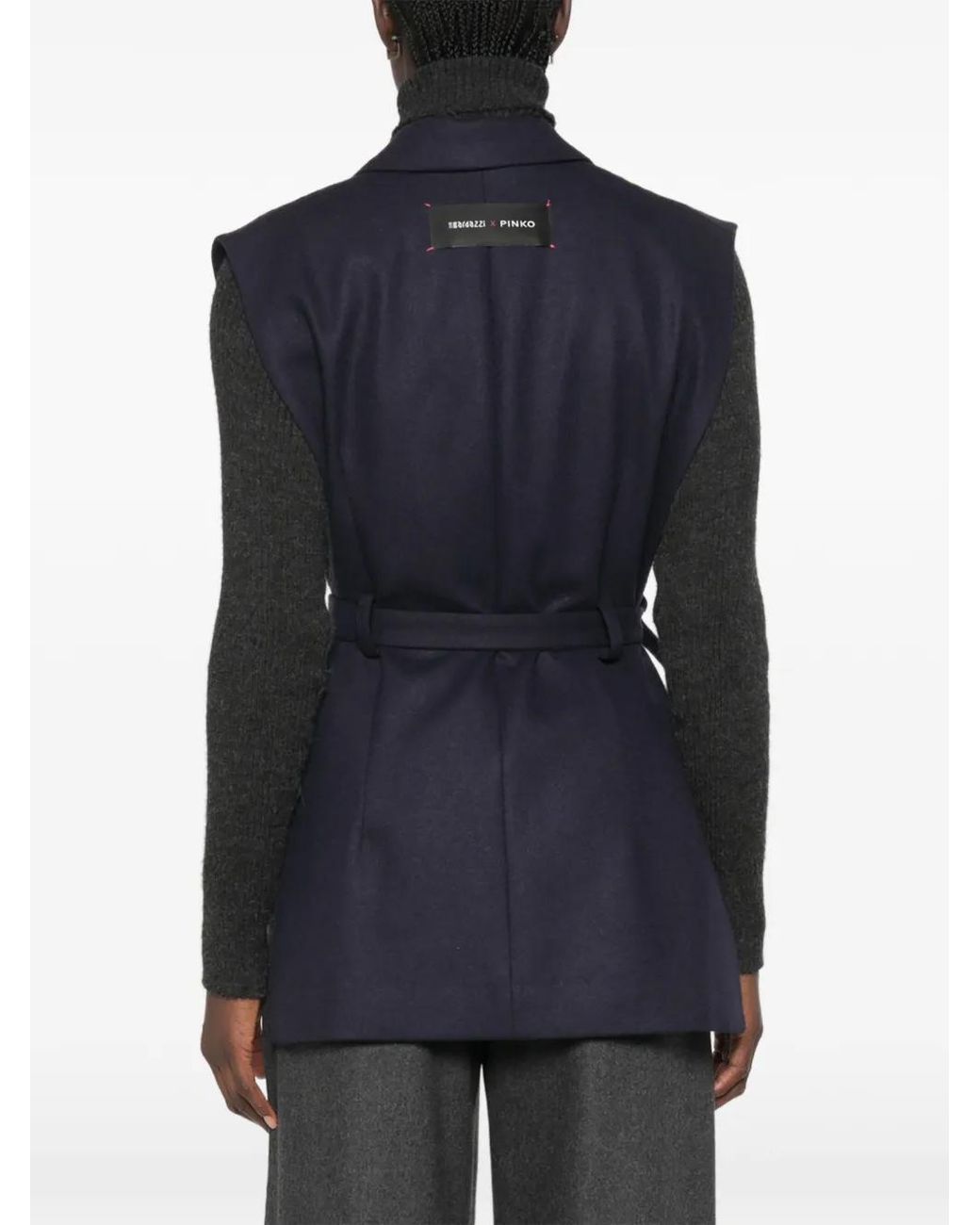 Pinko Blue Belted Sleeveless Jacket
