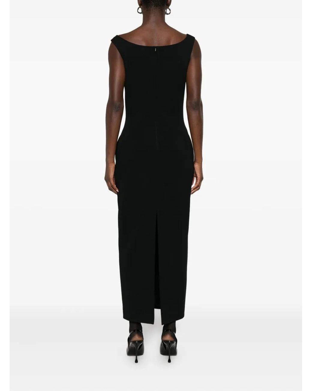 Magda Butrym Black Rosette-Detail Cut-Out Maxi Dress