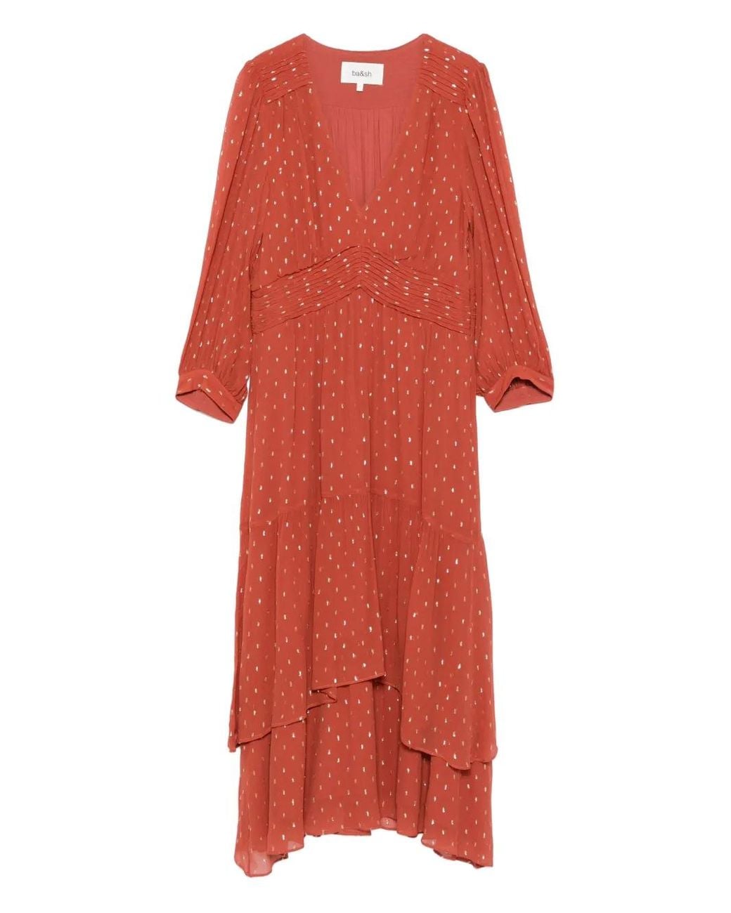 Ba&sh Maia Metallic-Dot Tiered Midi Dress