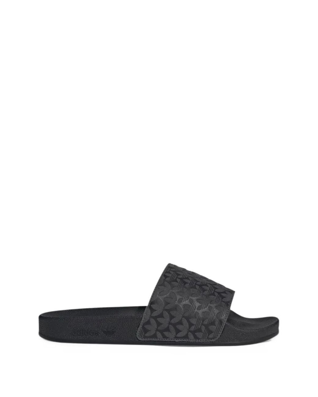 Adidas White Adilette Trefoil-Print Sandals for men