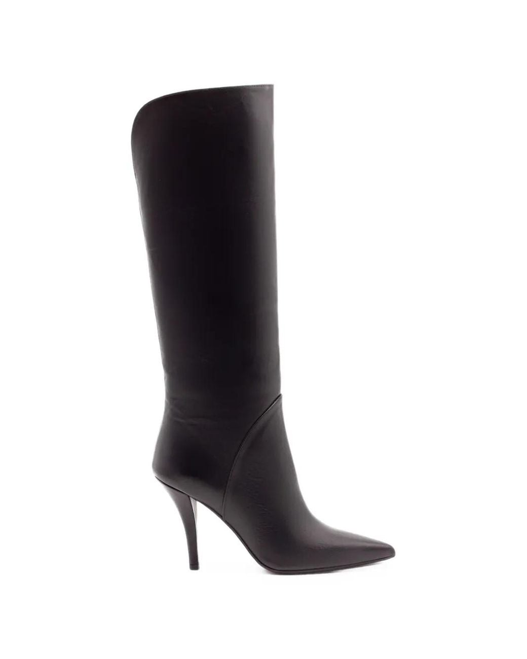Chantal Black Tapered-Toe Knee-High Boots